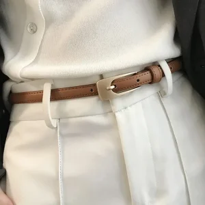 Ceinture pour femmes minimaliste à la mode ceinture mince haut de gamme authentique décontracté polyvalent aiguille bouton ceinture avec jupes jean dame ceintures nouveau
