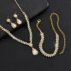ensemble de bijoux de mariée de luxe vintage, élégant, collier et boucles d'oreilles en zircon, tempérament exquis, bracelet en strass, mariage