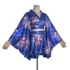 kimono court de style japonais pour femmes, imprimé yukata amélioré, costume de spectacle sur scène, cosplay