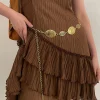 ensemble d'accessoires de chaîne de taille pour femmes, 1 pièce, style ethnique bohème rétro, ceinture de chaîne en métal argenté haut de gamme avec ceinture de jupe
