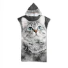 Serviette poncho à capuche pour adultes et enfants, chat mignon chaton, sauna, spa, surf, natation, robe à langer de plage, vente en gros, cadeau de livraison directe