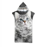 Serviette poncho à capuche pour adultes et enfants, chat mignon chaton, sauna, spa, surf, natation, robe à langer de plage, vente en gros, cadeau de livraison directe