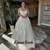 EmanY-Robe de Mariée en Tulle à Paillettes pour Femme, Coupe A-Line, Patients, Éducative, Personnalisée