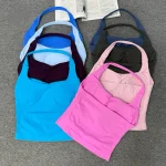 Soutien-gorge d&rsquo;entraînement sexy pour femme, haut de fitness licou avec soutien intégré, soutien-gorge de yoga à séchage rapide pour salle de sport et course