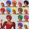 Casquette Turban tressée à paillettes de luxe pour femmes, bandeau de dame africaine, chapeau de fête de mariage nigérian, couvre-chef Auto Gele