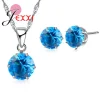 ensemble de bijoux couleur argent 17 couleurs, boucles d'oreilles + collier diomand cz de fiançailles classique, cadeau pour femmes