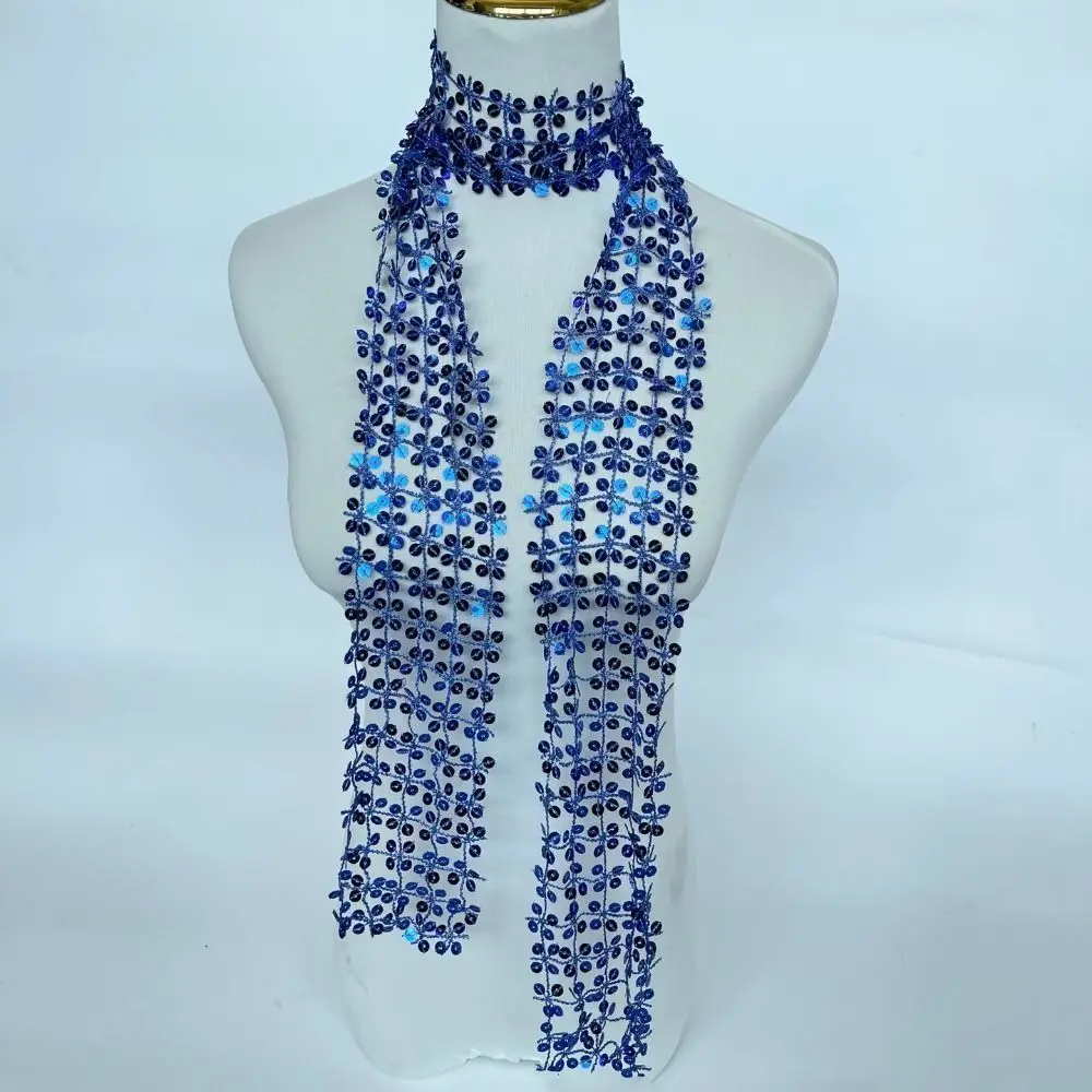 Écharpe à paillettes brillantes en forme de fleur, écharpe élégante de danse du ventre, ornée de paillettes, accessoire pour cheveux scintillant multicolore