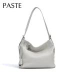 Sac à main en cuir de vache brillant pour femmes, couleur Beige, sac à bandoulière de luxe et de détente pour les déplacements, fourre-tout à poignée réglable, 2025