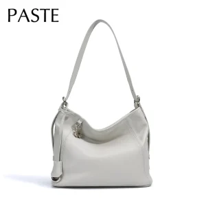 Sac à main en cuir de vache brillant pour femmes, couleur Beige, sac à bandoulière de luxe et de détente pour les déplacements, fourre-tout à poignée réglable, 2025