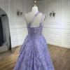 robe de bal de luxe pour femmes, asymétrique épaule dénudée, ligne a, avec des appliques en dentelle, arabe, lilas, sur mesure, la72619, 2025