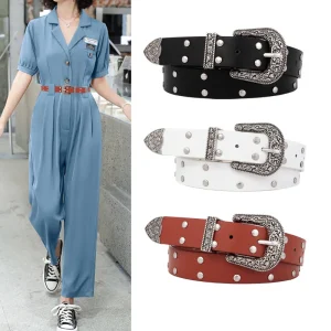 Ceinture rétro pour femmes, décoration polyvalente, à la mode et individualiste, ceinture en jean, couleur rouge, Simple, mode, drôle pour Cool Girl