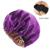 nouveau bonnet de cheveux en satin pour dormir, invisible, plat, imitation soie, rond, soins capillaires pour femmes, couvre chef, bouton de réglage de cérémonie, chapeau de nuit
