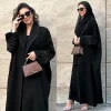Arabe dubaï femmes veste noire industrie lourde Robe de diamant chaud Abaya mode Cardigan taille unique Robe Arabe dubaï femmes veste noire industrie lourde Robe de diamant chaud Abaya mode Cardigan taille unique Robe