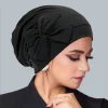 nouveau femmes musulmanes intérieur hijab chapeau nœud papillon turban indien bonnet foulard bonnets perte de cheveux tête enveloppement chimio casquette turbante mujer