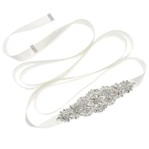 Ruban doux ceinture de mariée argent longue ceinture de mariage Style coréen strass ceintures de mariée mariage