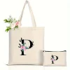 Sac fourre-tout élégant avec Alphabet Floral pour femmes, sac à main spacieux pour les déplacements, sacs à main à usage quotidien, cadeau, sac de courses réutilisable et écologique