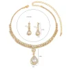 1 ensemble de bijoux de mariée à la mode pour femmes, ensemble de boucles d'oreilles simples, colliers et boucles d'oreilles en strass exquis, cadeaux
