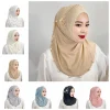 Protection solaire élégant bandeau chapeau noeud supérieur doux tête enveloppement casquette couleur unie couverture complète Ramadan Hijab extérieur
