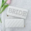 portefeuille boho en pu pour femme, pochette de mariée de luxe, porte monnaie blanc, portefeuille lettre, sac de rangement créatif pour demoiselle d'honneur, cadeau