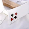 broches de cartes de poker amusantes, 4 pièces, "pêche", "coeur", "diamant", "club", épingles décoratives en métal, ornements pour vêtements