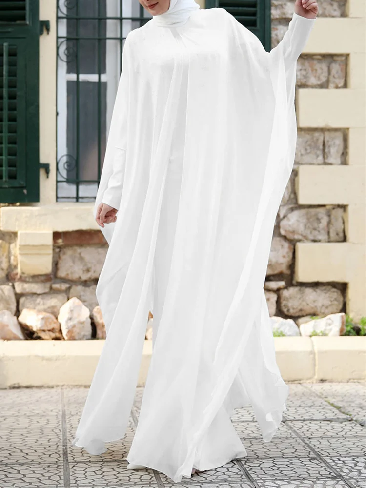 zanzea robe abaya en mousseline de soie pour femme, robes musulmanes eid mubarek, hijab à manches sulf, vêtements isamiques Éducatifs à la mode