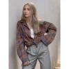 2025 nouvelle chemise ample décontractée |   Plaid rétro, style doux et cool, revers polyvalent, patte de boutonnage droite, manches longues