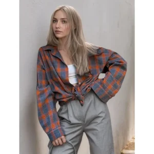 2025 nouvelle chemise ample décontractée |   Plaid rétro, style doux et cool, revers polyvalent, patte de boutonnage droite, manches longues