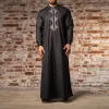 2026 mode musulmane abayas pour hommes eid moyen orient arabe caftan brodé col montant hommes jubba thobe islam robe longue décontractée