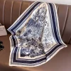 foulard carré en soie imprimé floral de luxe pour femmes, foulard en satin doux, bandeau de tête, hijab, bandeau pour dames, ruban de sac