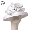 chapeau en tissu satiné pour femmes, cloche noire à large bord, chapellerie pour cocktail, thé, fête, derby, église, accessoire de mode pour dames