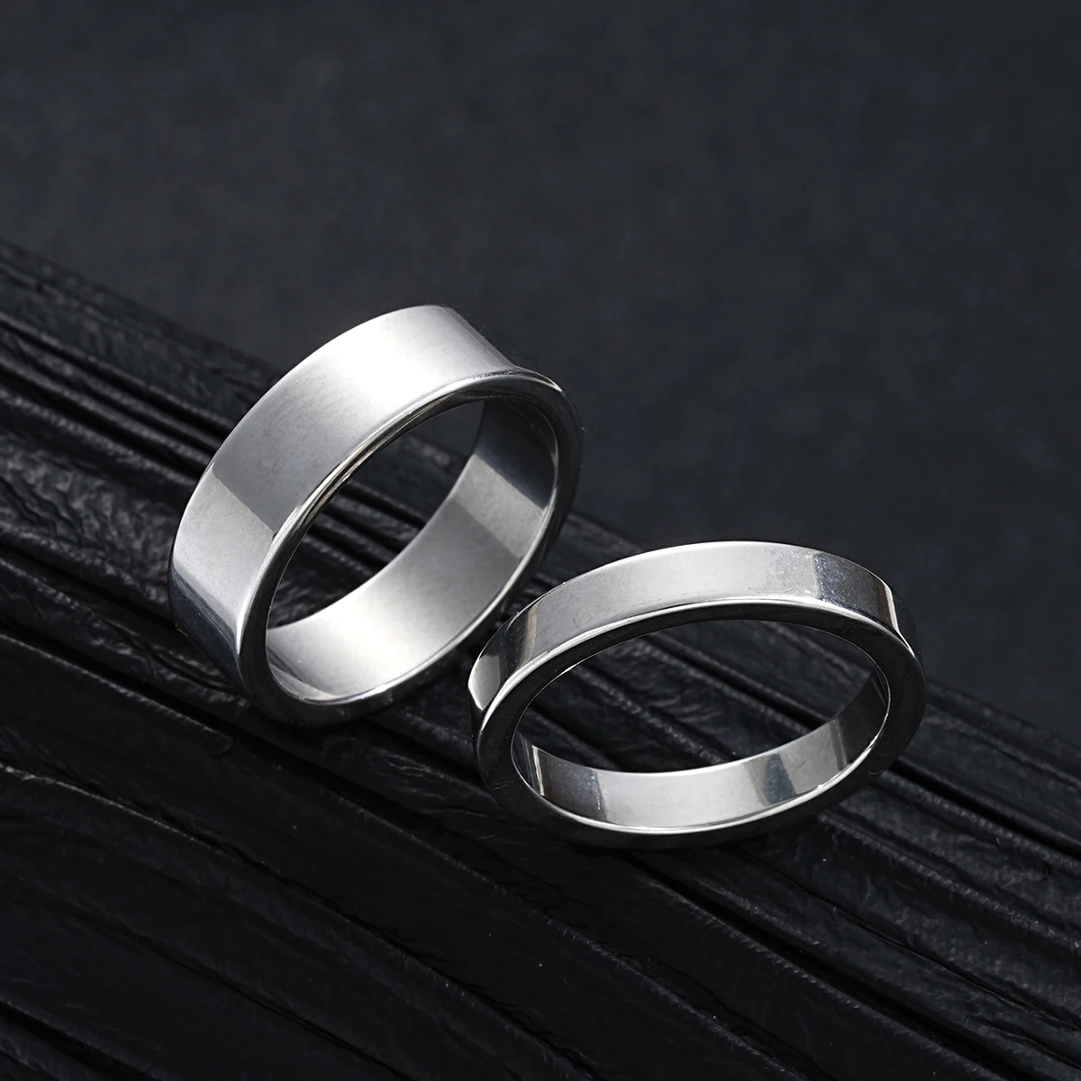 ensemble de bijoux simples en acier inoxydable pour hommes, couleur argent, unisexe, punk, vintage, anneau lisse, collier, bracelet, cadeaux, nouvelle collection 2024