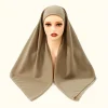 Écharpe hijab instantanée en viscose pour femmes musulmanes, nouveau design, avec bande élastique, bandeau facile à porter, châles féminins