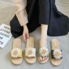 pantoufles plates élégantes à fleurs en pvc, pantoufles antidérapantes de style bohème pour femmes, chaussures de plage douces, sandales de plage pour la maison