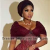 aso ebi robe de soirée perlée bordeaux, tenue de réception de mariage africain, bal formel, tout personnalisé, 2025