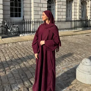 Abayas décontracté fermé velours côtelé hiver Abaya Eid 2025 vêtements musulmans Borkha pour femmes musulmanes robes marocaines caftan Caftan Femme