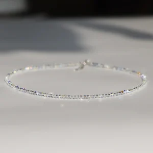 Collier de perles de quartz cristal à facettes pour femme, brillant, mignon, biscuits transparent, fin, court, collier simple, cadeau de bijoux de fête pour fille