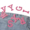 Patchs de lettres anglaises en strass et perles roses, autocollants à repasser, appliqués 3D, perles faites à la main, mignons, DIY bricolage, nouveauté
