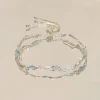 bracelet en zircon couleur argent pour femmes et filles, bracelets en cristal brillant, pendentif lune cerise papillon, bijoux