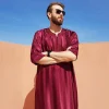 abaya musulman pour hommes, vêtements islamiques brodés à rayures, jubba thobe, caftan marocain de dubaï, robe de prière eid, nouvelle collection 2025