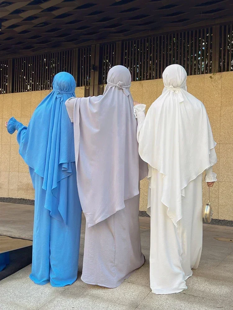 abaya avec tiens imar pour femmes musulmanes, ensemble 2 pièces, jilbab, ramadan eid jilbeb, robe longue hijab, vêtements de prière, tenue islamique de turquie et de dubaï