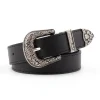 ceinture gothique rétro pour femmes, mode décontractée polyvalente, accessoires pour jeans, boucle ardillon argentée, imprimé léopard, ceinture en cuir pu