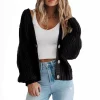 manteau en tricot ample, pull élégant à simple boutonnage pour femme