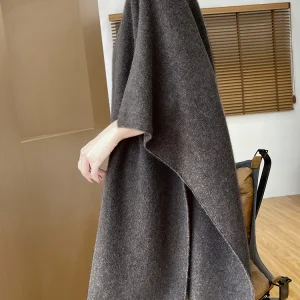 Pull ample en laine mérinos pour femme, châle, manches mi-longues, Cardigan Long, Simple, cachemire, Chic, vêtements en tricot décontractés, automne hiver, 100%