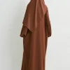 abaya robe de prière musulmane pour femme, une pièce, à capuche, manches smocks, vêtements islamiques, jilbab, dubaï, saoudien, noir, modestie turque