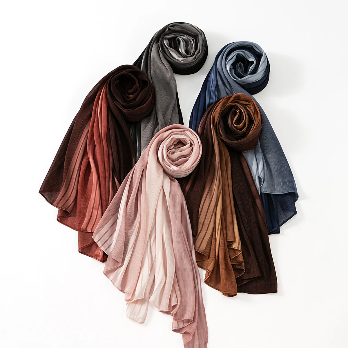foulard hijab en satin de soie froissé dégradé, châle solide en mousseline de soie pour femmes musulmanes, écharpe en fil premium, turban islamique pour ramadan