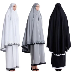Femmes musulmanes Burqa robe dentelle deux pièces costume ethnique dame Hijab Abaya costume Ramadan Eid prière vêtement Femmes musulmanes Burqa robe dentelle deux pièces costume ethnique dame Hijab Abaya costume Ramadan Eid prière vêtement