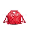 sac à main tissé à la main, nouvelle mode, triangle inversé, sac seau à clip, sac à bandoulière pour femmes, style vintage, doublure en polyester