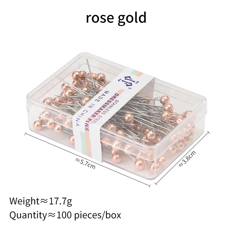 Épingles à coudre rondes en perles, 100 pièces/boîte, épingles à tête multicolores, épingles de Quilting droites pour couturière, positionnement, décoration de bijoux à faire soi-même