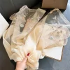foulard de luxe brodé de fleurs pour femme, hijab enveloppant, Écharpe de sauna, 2024