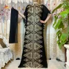 robe africaine brodée de fleurs avec Écharpe, grande taille, pour femme musulmane, à paillettes, vêtements longs noirs, nouvelle collection 2021